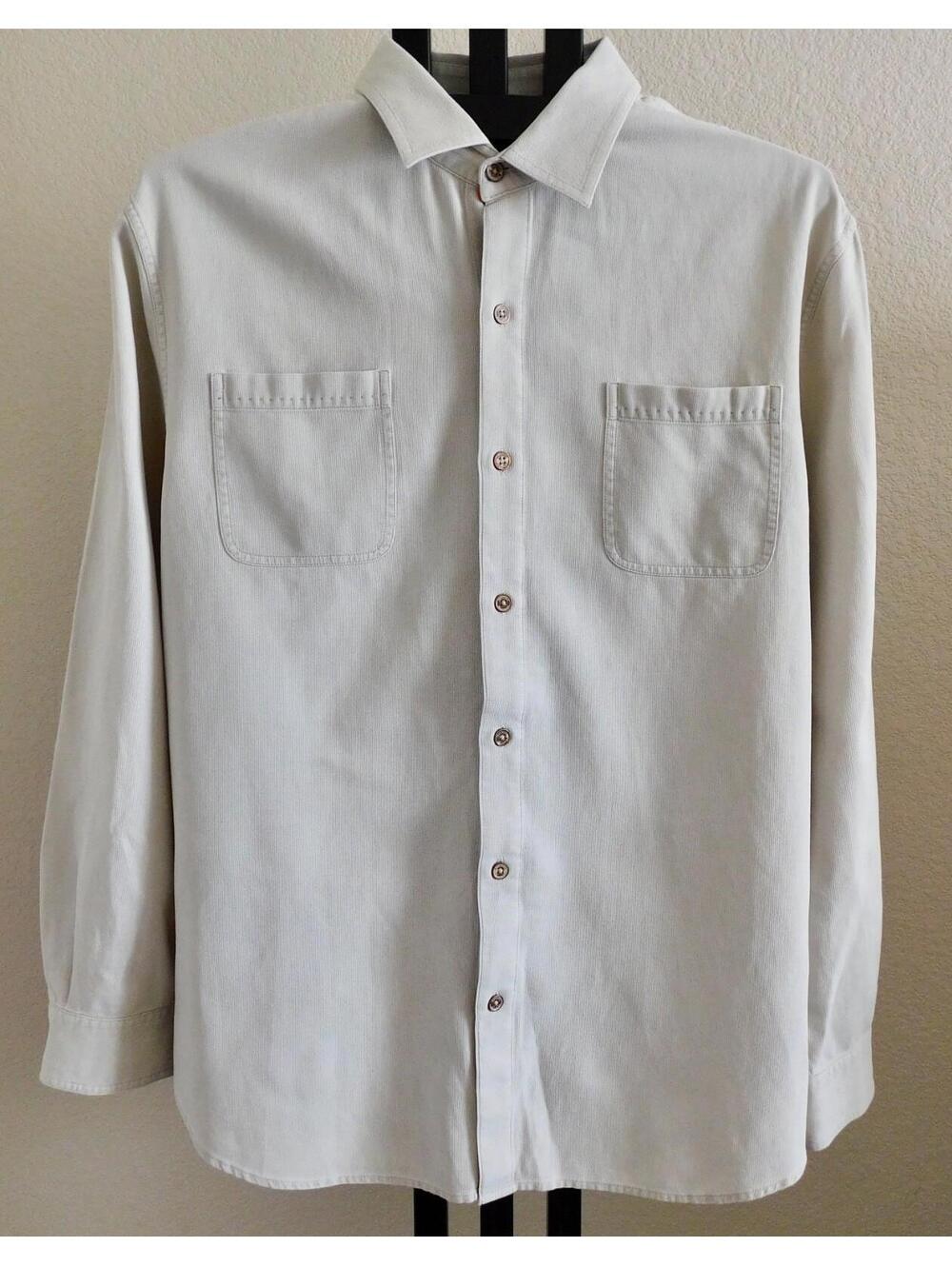 Nat Nast Mens Size XL Silk Cotton Blend Shirt Beige Button Front 52 Chest